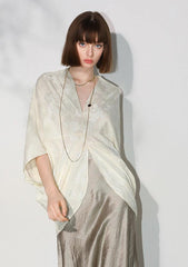 Luxe Women's Asymmetrical Jacquard Knit Top, Silky and Soft Batwing Sleeve Draped Loose Fit Top