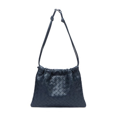 Luxurious Handwoven Lambskin Drawstring Shoulder Bag - Genuine Leather Shoulder Bucket Bag for Women