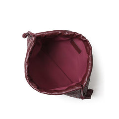 Luxurious Handwoven Lambskin Drawstring Shoulder Bag - Genuine Leather Shoulder Bucket Bag for Women