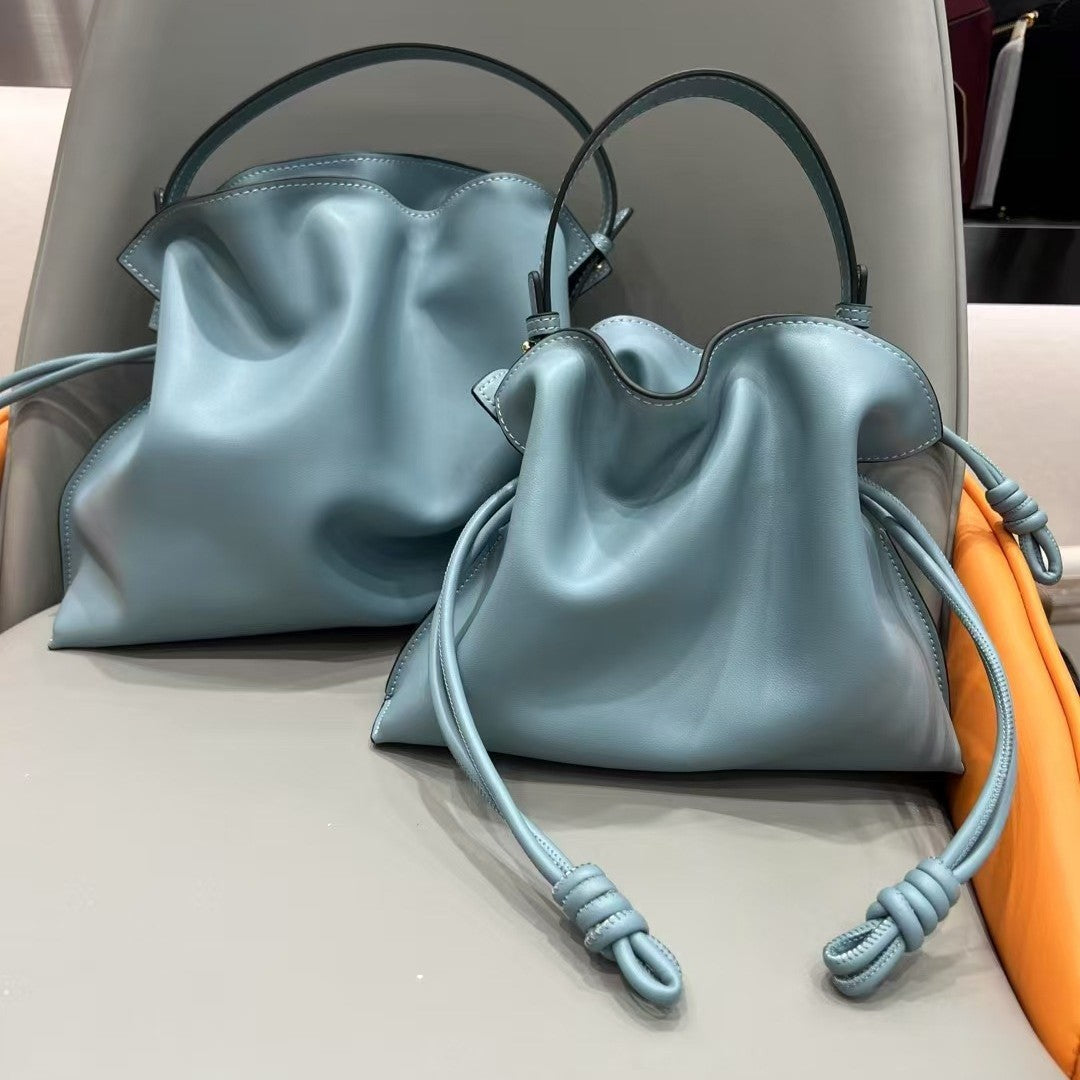 Luxurious Minimalist Soft Calfskin Bucket Bag | Shoulder Bag and Crossbody Bag for Women with Drawstring Closure