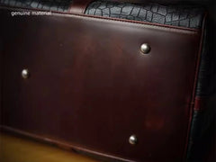 Luxury Men’s Italian Full Grain Leather Duffle Bag, Handmade Premium Crocodile Pattern Weekender Bag for Travel & Business