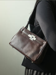 Luxury Black Leather Tote Bag, Handmade Togo and Lambskin Leather Shoulder Bag and Crossbody Square Bag