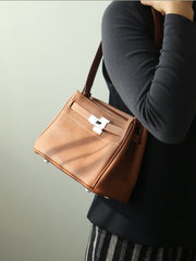 Luxury Black Leather Tote Bag, Handmade Togo and Lambskin Leather Shoulder Bag and Crossbody Square Bag