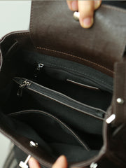 Luxury Black Leather Tote Bag, Handmade Togo and Lambskin Leather Shoulder Bag and Crossbody Square Bag