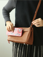 Luxury Black Leather Tote Bag, Handmade Togo and Lambskin Leather Shoulder Bag and Crossbody Square Bag