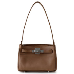 Luxury Black Leather Tote Bag, Handmade Togo and Lambskin Leather Shoulder Bag and Crossbody Square Bag