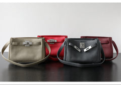 Luxury Black Leather Tote Bag, Handmade Togo and Lambskin Leather Shoulder Bag and Crossbody Square Bag