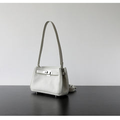 Luxury Black Leather Tote Bag, Handmade Togo and Lambskin Leather Shoulder Bag and Crossbody Square Bag