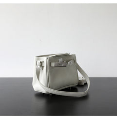 Luxury Black Leather Tote Bag, Handmade Togo and Lambskin Leather Shoulder Bag and Crossbody Square Bag