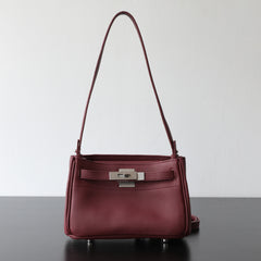 Luxury Black Leather Tote Bag, Handmade Togo and Lambskin Leather Shoulder Bag and Crossbody Square Bag