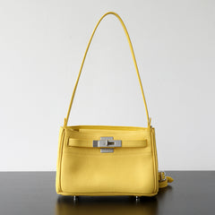 Luxury Black Leather Tote Bag, Handmade Togo and Lambskin Leather Shoulder Bag and Crossbody Square Bag
