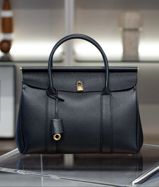 Luxury Calf Leather Large Flap Top Tote,  Premium Cowhide Commuter Crossbody Bag