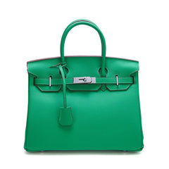 Luxury Classic Genuine Leather Bag Silver Tone, Must-have Leather Designer Bag, Shoulder Bag, Crossbody Bag, Gift For Her