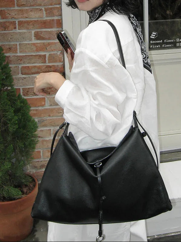 Luxury Cowhide Leather Hobo Bag | Soft Leather Shoulder & Crossbody Purse