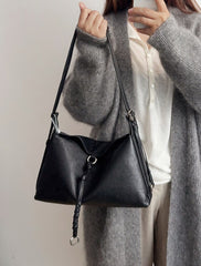 Luxury Cowhide Leather Hobo Bag | Soft Leather Shoulder & Crossbody Purse