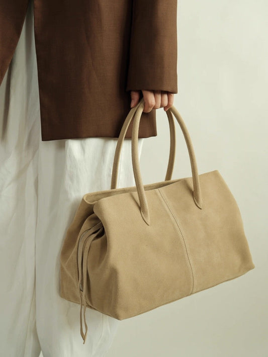 Luxury Cowhide Leather Tote Bag | Handcrafted Large Shoulder Work Satchel