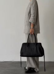 Luxury Cowhide Leather Tote Bag | Handcrafted Large Shoulder Work Satchel