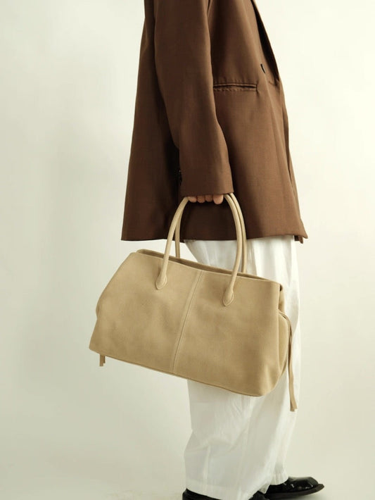 Luxury Cowhide Leather Tote Bag | Handcrafted Large Shoulder Work Satchel