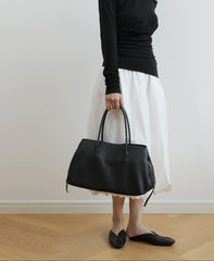 Luxury Cowhide Leather Tote Bag | Handcrafted Large Shoulder Work Satchel