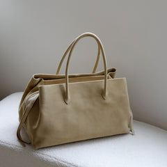 Luxury Cowhide Leather Tote Bag | Handcrafted Large Shoulder Work Satchel