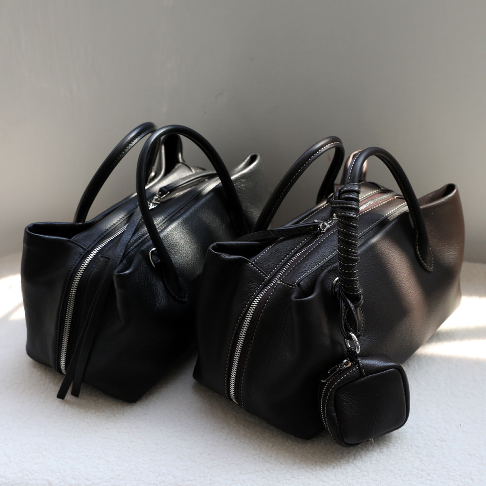 Luxury Cowhide Leather Tote Bag for Women — Handcrafted Large Shoulder Work Satchel with Laptop Compartment | Office, Travel & Everyday Carry