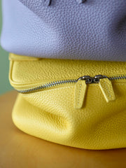 Luxury Full Grain Leather Cosmetic Purse with Mirror | Makeup Organizer & Travel Cosmetic Bag with Handle | Toiletry Case for Women & Men