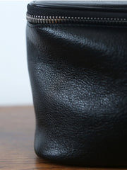 Luxury Full Grain Leather Cosmetic Purse with Mirror | Makeup Organizer & Travel Cosmetic Bag with Handle | Toiletry Case for Women & Men