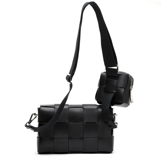 Luxury Handmade Lambskin Woven Crossbody Bag, Soft Leather Shoulder Purse
