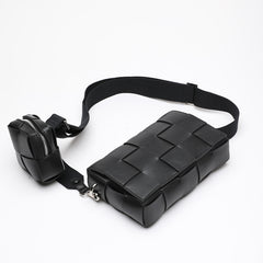 Luxury Handmade Lambskin Woven Crossbody Bag, Soft Leather Shoulder Purse