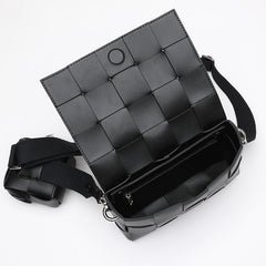 Luxury Handmade Lambskin Woven Crossbody Bag, Soft Leather Shoulder Purse