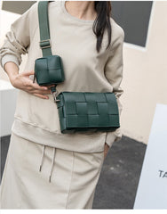 Luxury Handmade Lambskin Woven Crossbody Bag, Soft Leather Shoulder Purse