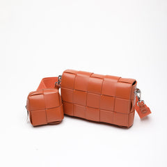 Luxury Handmade Lambskin Woven Crossbody Bag, Soft Leather Shoulder Purse