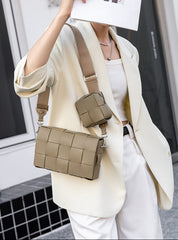 Luxury Handmade Lambskin Woven Crossbody Bag, Soft Leather Shoulder Purse