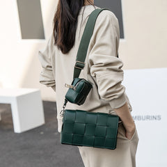 Luxury Handmade Lambskin Woven Crossbody Bag, Soft Leather Shoulder Purse
