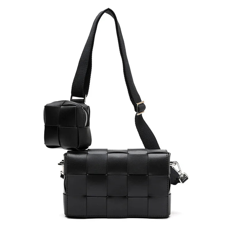 Luxury Handmade Lambskin Woven Crossbody Bag, Soft Leather Shoulder Purse