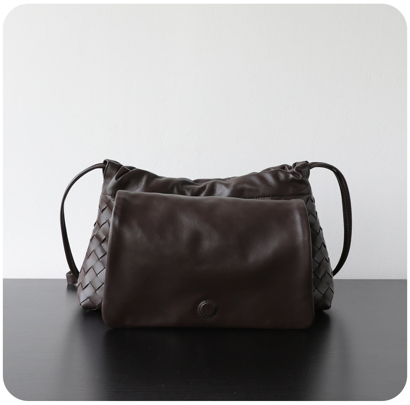 Luxury Handwoven Lambskin Crossbody Bag, Soft Leather Hobo Bag, Designer Craftsmanship Woven Flap Tote for Women