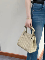 Luxury Handwoven Lambskin Leather Shoulder Bag, Soft Leather Versatile Top Handle & Underarm Design for Women