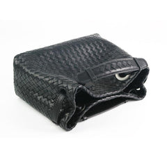 Luxury Handwoven Lambskin Leather Shoulder Bag, Soft Leather Versatile Top Handle & Underarm Design for Women