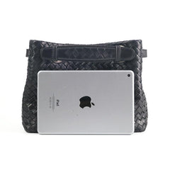 Luxury Handwoven Lambskin Leather Shoulder Bag, Soft Leather Versatile Top Handle & Underarm Design for Women