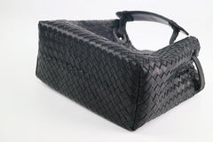 Luxury Handwoven Lambskin Leather Shoulder Bag, Soft Leather Versatile Top Handle & Underarm Design for Women