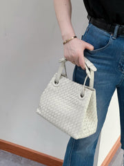Luxury Handwoven Lambskin Leather Shoulder Bag, Soft Leather Versatile Top Handle & Underarm Design for Women