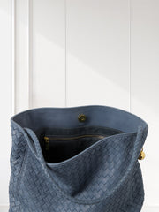 Luxury Lambskin Woven Leather Hobo Bag | Handcrafted Lightweight Soft Braided Shoulder Purse with Gold Hardware