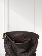 Luxury Lambskin Woven Leather Hobo Bag | Handcrafted Lightweight Soft Braided Shoulder Purse with Gold Hardware