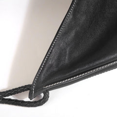 Luxury Large Black Lambskin Leather Shoulder Bag with Braided Handle and Chain Detail - Elegant and Spacious Working Tote