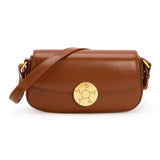 Luxury Leather Crossbody Box Bag with Elegant Circular Emblem, Fashion Leather Shoulder Bag - Image 8