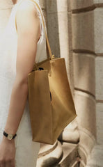 Luxury Leather Tote Bag, Lightweight Minimalist Shopper Bag for Women | Premium Lambskin, Cowhide & Suede Bag | Designer-Inspired Shoulder Bag