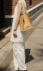 Luxury Leather Tote Bag, Lightweight Minimalist Shopper Bag for Women | Premium Lambskin, Cowhide & Suede Bag | Designer-Inspired Shoulder Bag