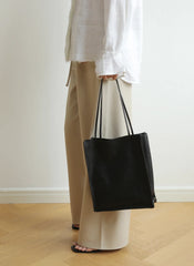Luxury Leather Tote Bag, Lightweight Minimalist Shopper Bag for Women | Premium Lambskin, Cowhide & Suede Bag | Designer-Inspired Shoulder Bag