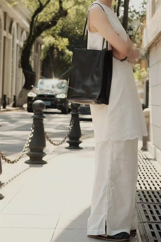 Luxury Leather Tote Bag, Lightweight Minimalist Shopper Bag for Women | Premium Lambskin, Cowhide & Suede Bag | Designer-Inspired Shoulder Bag