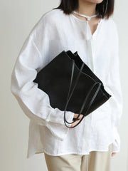 Luxury Leather Tote Bag, Lightweight Minimalist Shopper Bag for Women | Premium Lambskin, Cowhide & Suede Bag | Designer-Inspired Shoulder Bag